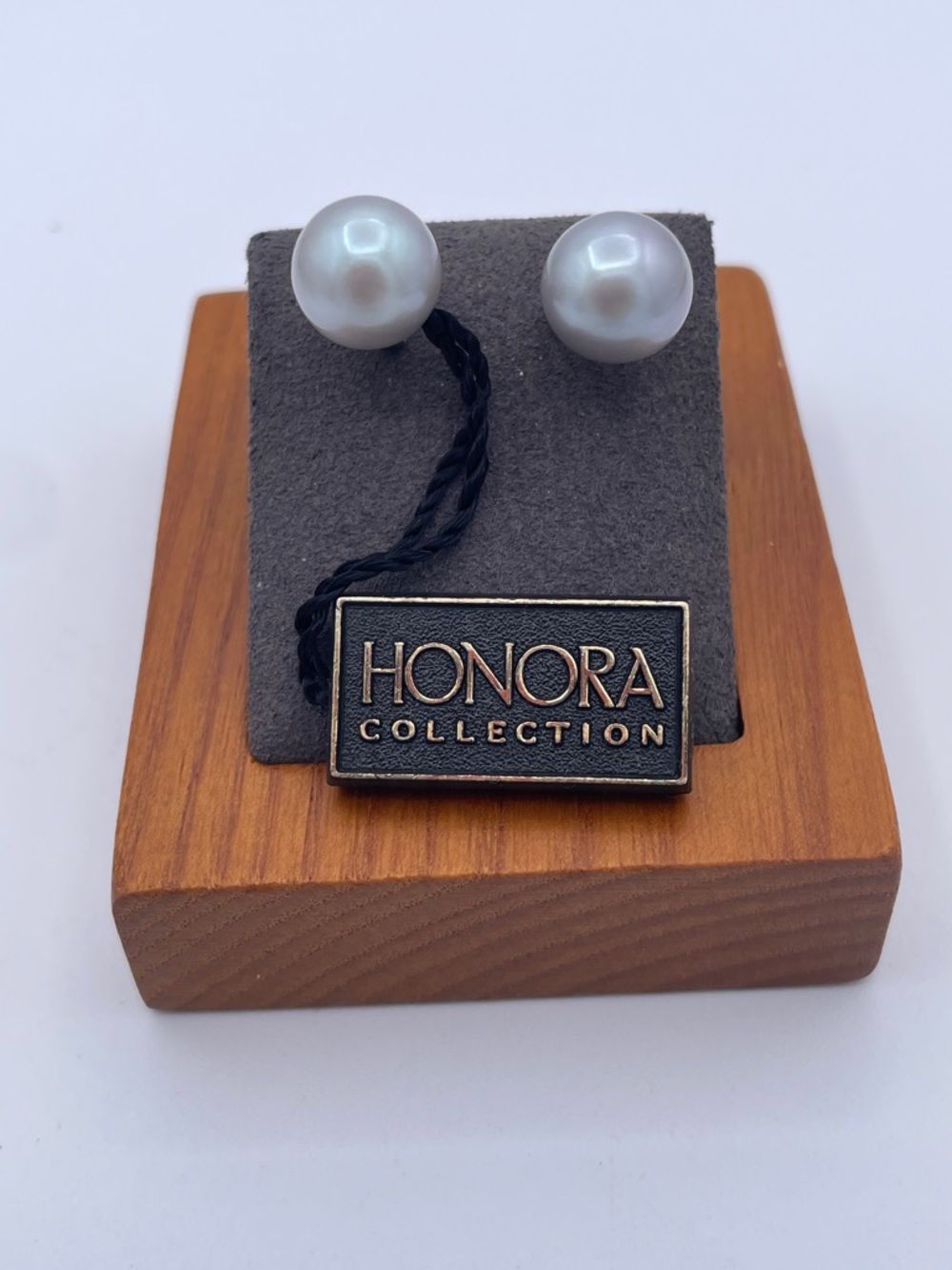 Honora 925 Sterling Silver Gray Freshwater Pearl Stud Earrings 10mm Large Round - Picture 3 of 5